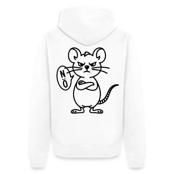Maus Nö - Unisex Premium Bio Zip Hoodie - Weiß - Hinten - Thijin (182cm)