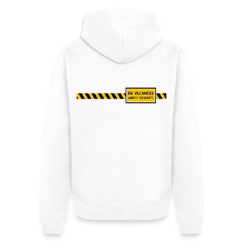 En vacances arrêts frequents Humour - Veste à capuche bio Premium Unisexe - blanc - Dos - Thijin (182cm)