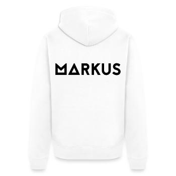 Prénom Markus - Veste à capuche bio Premium Unisexe - blanc - Dos - Thijin (182cm)
