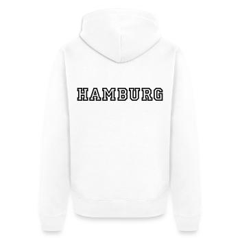 hamburg - Unisex Premium Organic Zip Hoodie - white - Back - Thijin (182cm)
