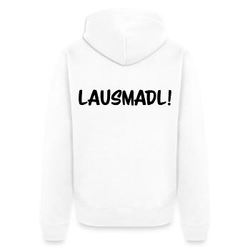 Lausmadl - Unisex Premium Bio Zip Hoodie - Weiß - Hinten - Thijin (182cm)