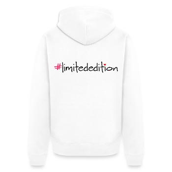 Limitededition Hashtag Spruch Shirt - Unisex Premium Bio Zip Hoodie - Weiß - Hinten - Thijin (182cm)