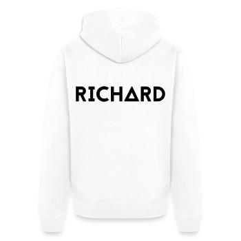 First name Richard - Unisex Premium Organic Zip Hoodie - white - Back - Thijin (182cm)