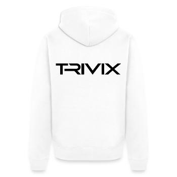 TRIVIX Offizielles Merchandise | Elektronische Musik - Unisex Premium Bio Zip Hoodie - Weiß - Hinten - Thijin (182cm)