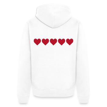 Rote Herzen im minimalistischen Muster - Unisex Premium Bio Zip Hoodie - Weiß - Hinten - Thijin (182cm)