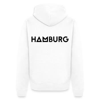HAMBURG - Unisex Premium Bio Zip Hoodie - Weiß - Hinten - Thijin (182cm)