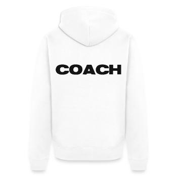 Coach Power - Unisex Premium Bio Zip Hoodie - Weiß - Hinten - Thijin (182cm)