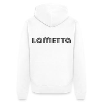 Lametta - Unisex Premium Bio Zip Hoodie - Weiß - Hinten - Thijin (182cm)