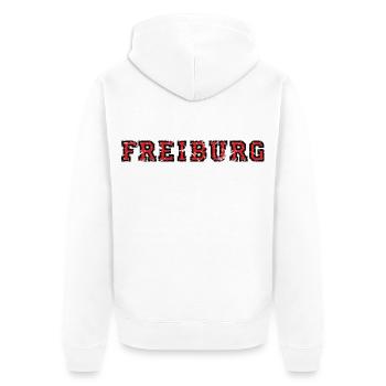 Freiburg College (Vintage Schwarz/Rot) - Unisex Premium Bio Zip Hoodie - Weiß - Hinten - Thijin (182cm)