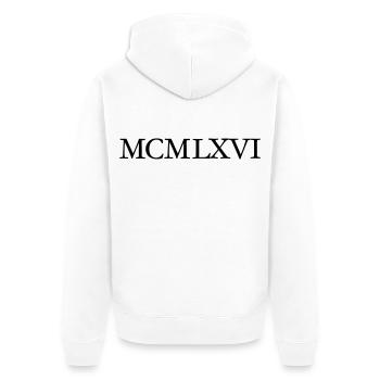 MCMLXVI Jahrgang 1966 Römisch Geburtstag Jahr - Unisex Premium Bio Zip Hoodie - Weiß - Hinten - Thijin (182cm)
