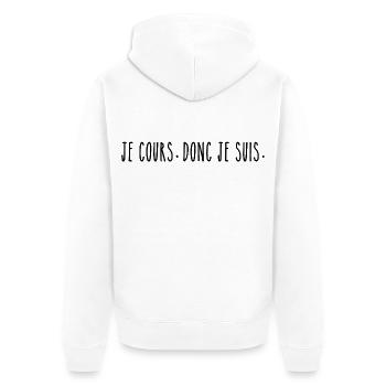 Je Cours Donc Je Suis - Humour Running - Veste à capuche bio Premium Unisexe - blanc - Dos - Thijin (182cm)