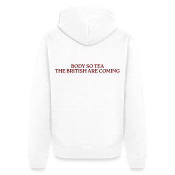 Body So Tea British Humor - Unisex Premium Bio Zip Hoodie - Weiß - Hinten - Thijin (182cm)