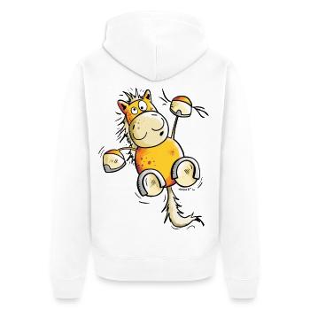 Drôle Cheval - Veste à capuche bio Premium Unisexe - blanc - Dos - Thijin (182cm)