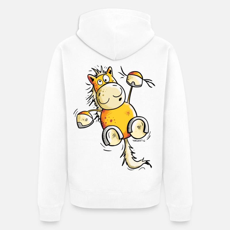 Fuchs Pferd hängt ab - Unisex Premium Bio Zip Hoodie - Weiß