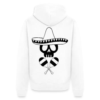 Tête de mort mexicaine noire - Veste à capuche bio Premium Unisexe - blanc - Dos - Thijin (182cm)
