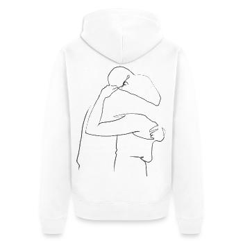 Hug, man and woman - Unisex Premium Organic Zip Hoodie - white - Back - Thijin (182cm)