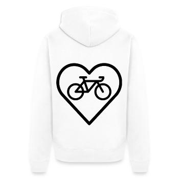 Fahrrad im Herz - Unisex Premium Bio Zip Hoodie - Weiß - Hinten - Thijin (182cm)