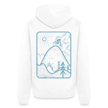 Lever de soleil sur les sommets des montagnes T-Shirt Design - Veste à capuche bio Premium Unisexe - blanc - Dos - Thijin (182cm)