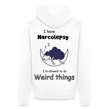 Schlafendes Schaf im Mondlicht mit Narkolepsie  - Unisex Premium Bio Zip Hoodie - Weiß - Hinten - Thijin (182cm)