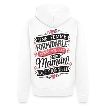 Une Femme Formidable une Maman Exceptionnelle - Veste à capuche bio Premium Unisexe - blanc - Dos - Thijin (182cm)