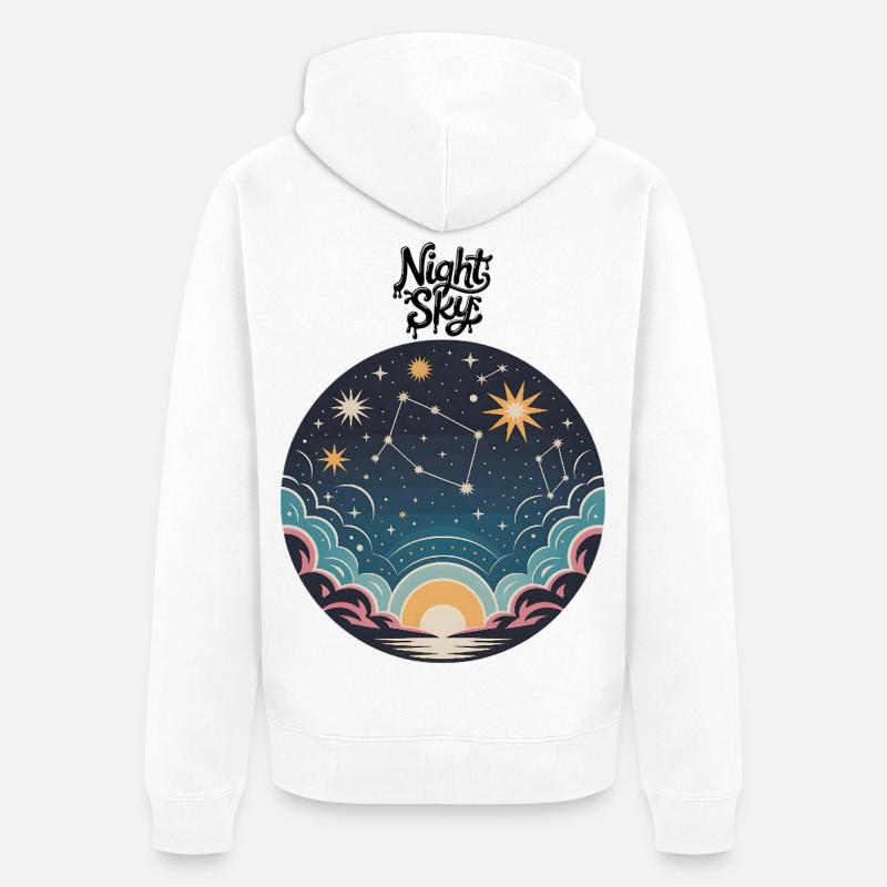 Ciel nocturne - Veste à capuche bio Premium Unisexe - blanc