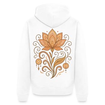 Mandala en fil de lotus doré - Veste à capuche bio Premium Unisexe - blanc - Dos - Thijin (182cm)