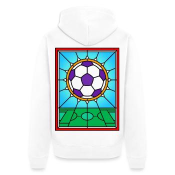 Stained Glass Football Window Design - Unisex Premium Organic Zip Hoodie - white - Back - Thijin (182cm)