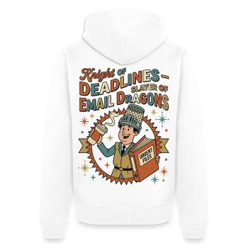 Knight of Deadlines - Unisex Premium Organic Zip Hoodie - white - Back - Thijin (182cm)