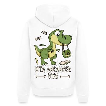 Kita Beginner 2026 Dinosaur - Unisex Premium Organic Zip Hoodie - white - Back - Thijin (182cm)