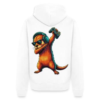 Gamer Otter Playing Video Games Art - Unisex Premium Organic Zip Hoodie - white - Back - Thijin (182cm)
