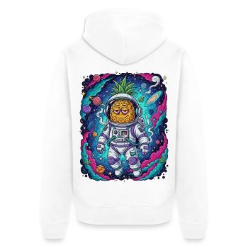 Smokey Space Pineapple - Unisex Premium Organic Zip Hoodie - white - Back - Thijin (182cm)