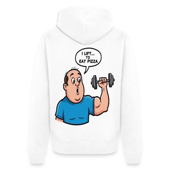 T-shirt caricatural Pizza Lift - Veste à capuche bio Premium Unisexe - blanc - Dos - Thijin (182cm)