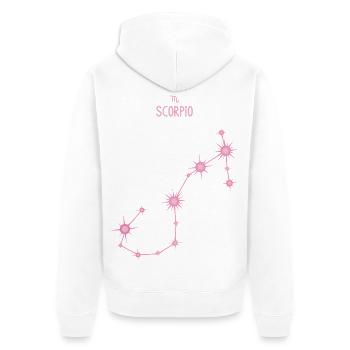 Skorpion, Tierkreiszeichen, Sternbild Pastellrosa - Unisex Premium Bio Zip Hoodie - Weiß - Hinten - Thijin (182cm)