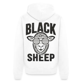 Schwarzes Schaf Cooles Retro Statement  - Unisex Premium Bio Zip Hoodie - Weiß - Hinten - Thijin (182cm)