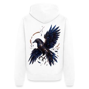 Raven Mosaic Night - Unisex Premium Organic Zip Hoodie - white - Back - Thijin (182cm)