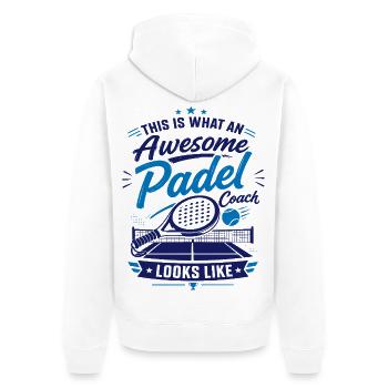 T-shirt Coach de Padel | Padel Tennis - Veste à capuche bio Premium Unisexe - blanc - Dos - Thijin (182cm)