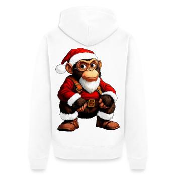 Affen Weihnachten - Unisex Premium Bio Zip Hoodie - Weiß - Hinten - Thijin (182cm)