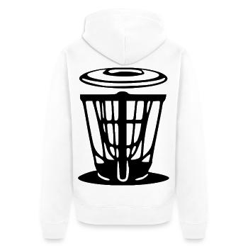 Discgolf Geschenkidee Spieler - Unisex Premium Bio Zip Hoodie - Weiß - Hinten - Thijin (182cm)