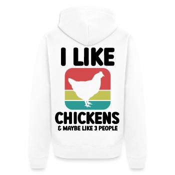 Huhn Spruch Sarkasmus Retro - Unisex Premium Bio Zip Hoodie - Weiß - Hinten - Thijin (182cm)