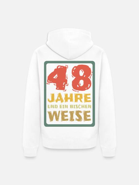 Weisheit 48 - Unisex Premium Bio Zip Hoodie - Weiß