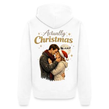 Romantische Weihnachtsumarmungen - Unisex Premium Bio Zip Hoodie - Weiß - Hinten - Thijin (182cm)