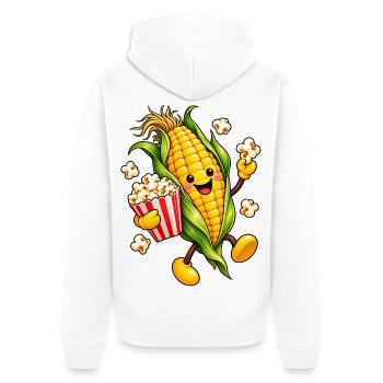 Fröhlicher Maiskolben mit Popcorn - Unisex Premium Bio Zip Hoodie - Weiß - Hinten - Thijin (182cm)