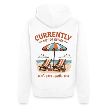 Currently Out Of Office Strand Urlaub Retro - Unisex Premium Bio Zip Hoodie - Weiß - Hinten - Thijin (182cm)