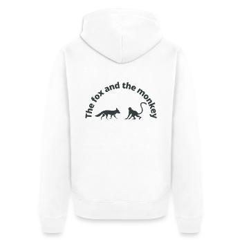 Der Fuchs und der Affe sind Freunde - Unisex Premium Bio Zip Hoodie - Weiß - Hinten - Thijin (182cm)