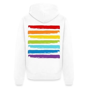Regenbogen LGBT LGBTQ CSD Symbol Muster Gay Pride - Unisex Premium Bio Zip Hoodie - Weiß - Hinten - Thijin (182cm)