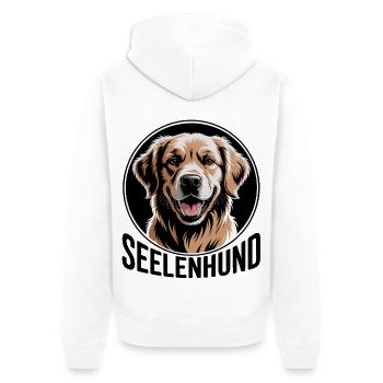 Labrador Retriever Labbi mein Seelenhund - Unisex Premium Bio Zip Hoodie - Weiß - Hinten - Thijin (182cm)