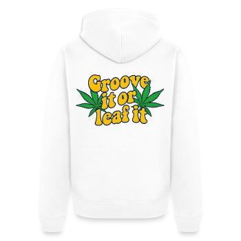 Playful Retro Text With Stylized Cannabis Leave - Unisex Premium Bio Zip Hoodie - Weiß - Hinten - Thijin (182cm)