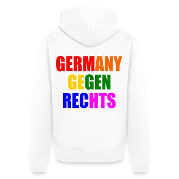 Deutschland gegen rechts - Unisex Premium Bio Zip Hoodie - Weiß - Hinten - Thijin (182cm)