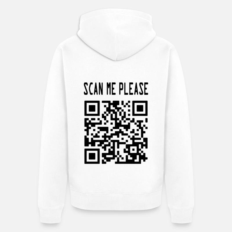 Scannez-moi le code QR pour vous motiver - Veste à capuche bio Premium Unisexe - blanc