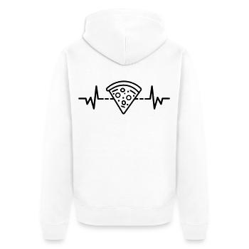Pizza Heartbeat Pizza Herzschlag - Unisex Premium Bio Zip Hoodie - Weiß - Hinten - Thijin (182cm)